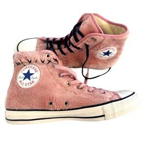 CONVERSE PINK FUR HIGH TOP SNEAKERS WITH STITCHING SZ 8 BARBIECORE
